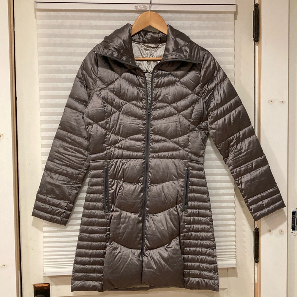 Metallic Silver Thin Puffer Jacket - image 1